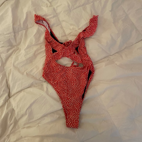 Nasty Gal Red Dotted One Piece Swimsuit -- XS | 0 - Picture 9 of 13